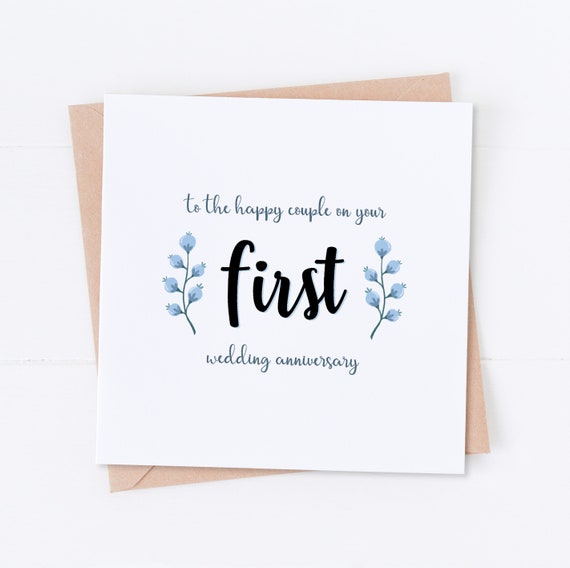 1st Wedding Anniversary Card New Mr Mrs Happy Couple Card Etsy