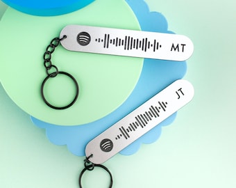 Shimmer Silver Couples Spotify Keyring, Valentines Day Gift, Anniversary Gift, Our Song