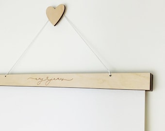 Engraved Poster Hanger, A1 A2 A3 A4 8x10 Print Hanger, Poster Frame, Magnetic Print Frame, WoodePoster Hanger, Wooden Magnetic Poster Hanger