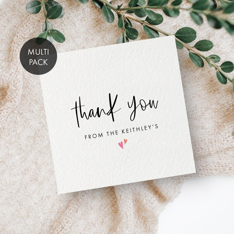 Wedding Thank You Card MULTIPACK Personalised Thank You Family Last Name Greeting Card