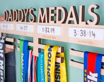 Daddy's Personal Best Medals Hanger, Personalised Father's Day Present, Gift for Him, Dad Birthday Gift, Medal Holder, Medal Display