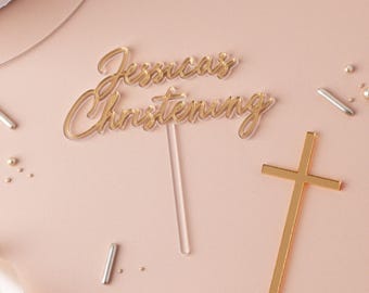 Personalised Christening or Baptism "Floating Effect" Cake Topper