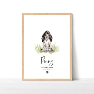 Personalised Cocker Spaniel Print, Pet Portrait, Dog Print Wall Decor, Dog Lover Gift, Dog Decor