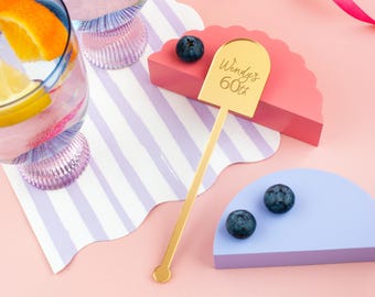 Agitador de bebidas personalizado para 60 cumpleaños, recuerdo de fiesta, nombres de lugares, decoración de fiesta personalizada, agitadores de cócteles, decoración para 50 cumpleaños, fiesta de 40 años