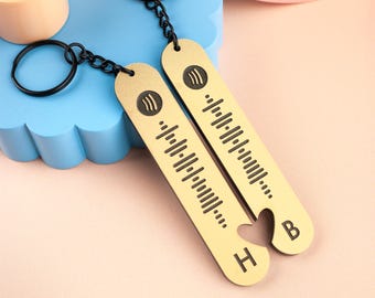 Shimmer Gold Spotify Keyring Set, Couple's Valentines Day Gift, Anniversary Gift, Our Song