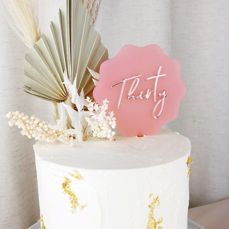 Wavy Circle Age Cake Topper, Double Layer Cake Topper, Acrylic Cake ...