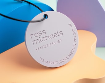 Circle Name Luggage Tags, Engraved Bag ID Tag, Suitcase Bag Tag, Acrylic Travel Accessory, School Name Keyring