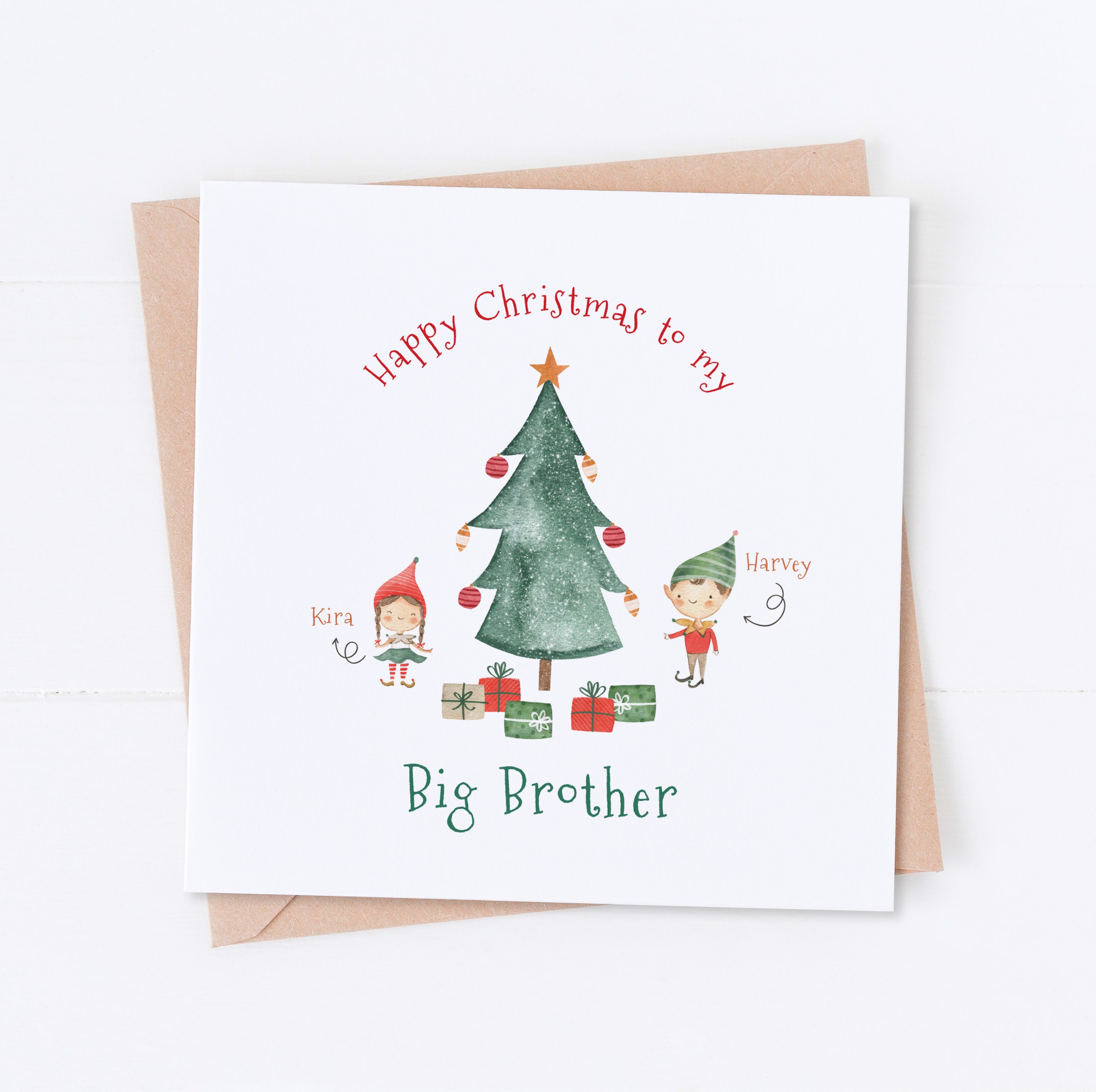 Personalised Big Brother Christmas Card Brother Card To my Etsy