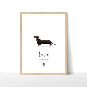 Personalised Dachshund Print, Pet Portrait, Dog Print Wall Decor, Dog Lover Gift, Dog Decor