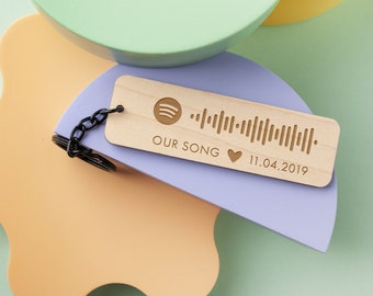 Spotify Personalised Keyring, Gift for loved one, Anniversary Gift, Valentines Gift, Our Song Keychain, Engraved Keyring