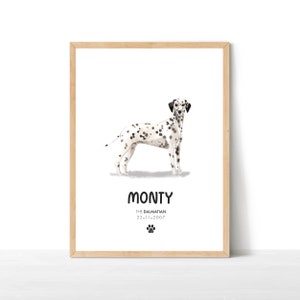 Personalised Dalmatian Print, Pet Portrait, Dog Print Wall Decor, Dog Lover Gift, Dog Decor