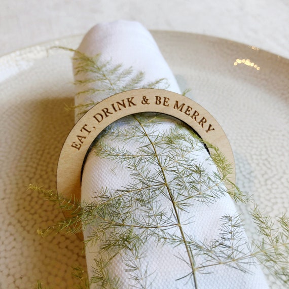 Eat Drink and Be Merry Napkin Ring Engraved Napkin Ring