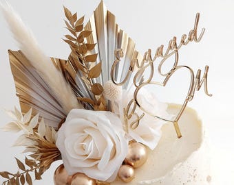 Personalised Engagement Cake Topper, Heart Initials Topper, Wedding Decor, Acrylic Cake Topper, Wedding Cake Decoration