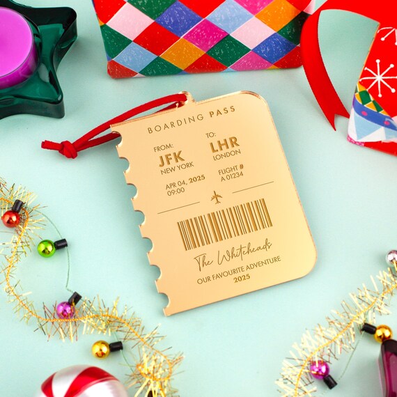 Personalised Family Memory Mirror Acrylic Boarding Pass Decoration