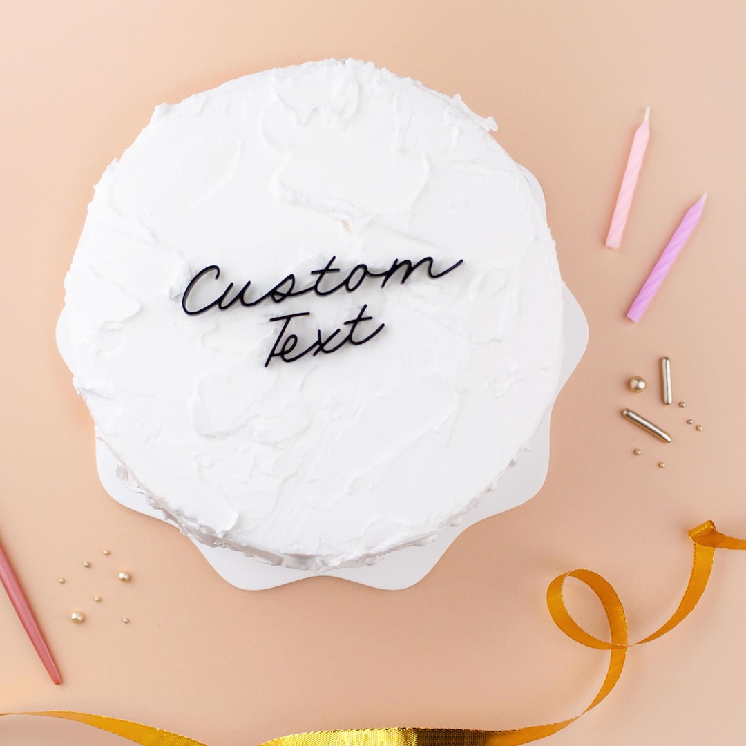 Personalised Script Cake Topper, Custom Acrylic Cake Charm, Elegant ...