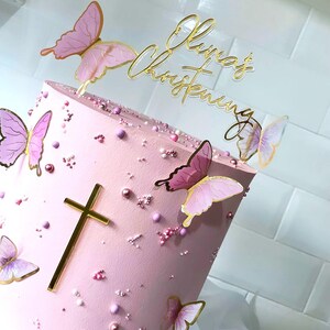 Personalised Floating Christening Cake Topper - Single Name, Name Cake Topper, Baptism Cake Charm, Christening Cake Topper, Cake Decor