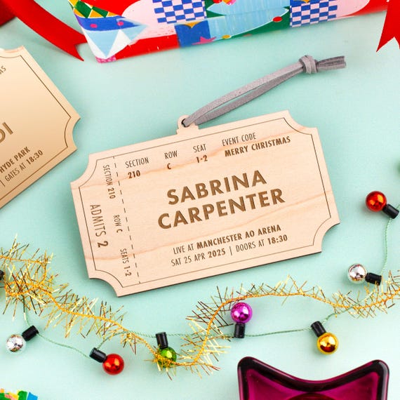 Personalised Concert Gift Voucher Ticket Christmas Decoration