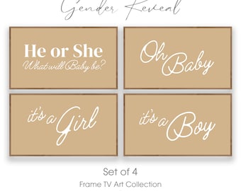 Samsung Frame TV Art: Beige Gender Reveal Signs (Digital Download)