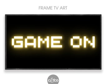 Game On Neon Sign for Samsung Frame TV: Gamer Party Decor (Digital Download)