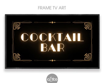 Art Deco Cocktail Bar Sign: 1920s Party Frame TV Art (Digital Download)