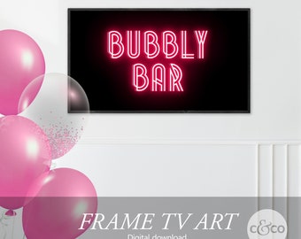 Bubbly Bar Pink Neon Sign for Samsung Frame TV (Digital Download)