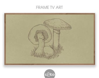 Vintage Mushroom Drawing: Boho Kitchen Frame TV Art (Digital Download)