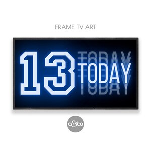 Happy Birthday Frame TV Art | 13th birthday neon blue sign for the Samsung Frame TV 4k | navy blue birthday party decor | digital download