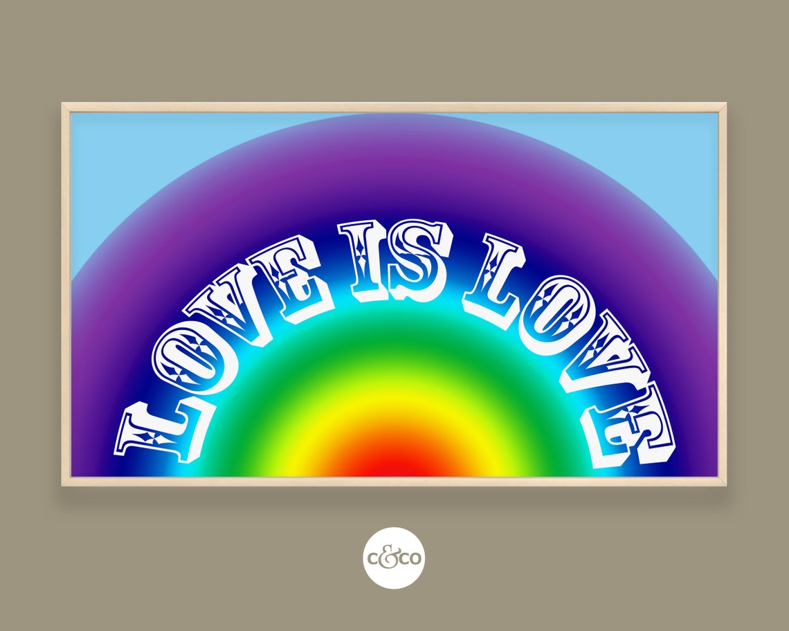 Pride Month Frame TV Art Rainbow Love is Love digital sign | Etsy