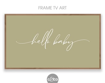 Hello Baby Frame TV Art: Sage Green Boho Sign (Digital Download)