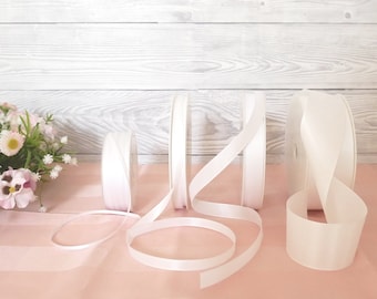 Satin ribbon white ribbon 3 mm, 8 mm, 15 mm, 40 mm decorative ribbon taffeta ribbon