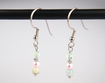 Pearl Earrings 925 Silver Blue Pink Green Pearl Earrings Morganite