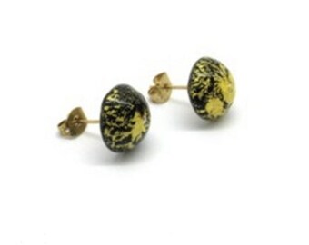 Murano Glass Cabochon Bead Ohrringe  schwarz