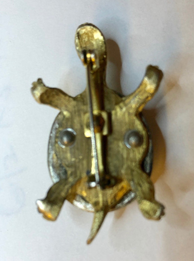 Vintage Gold and Silver Tones Turtle Brooch