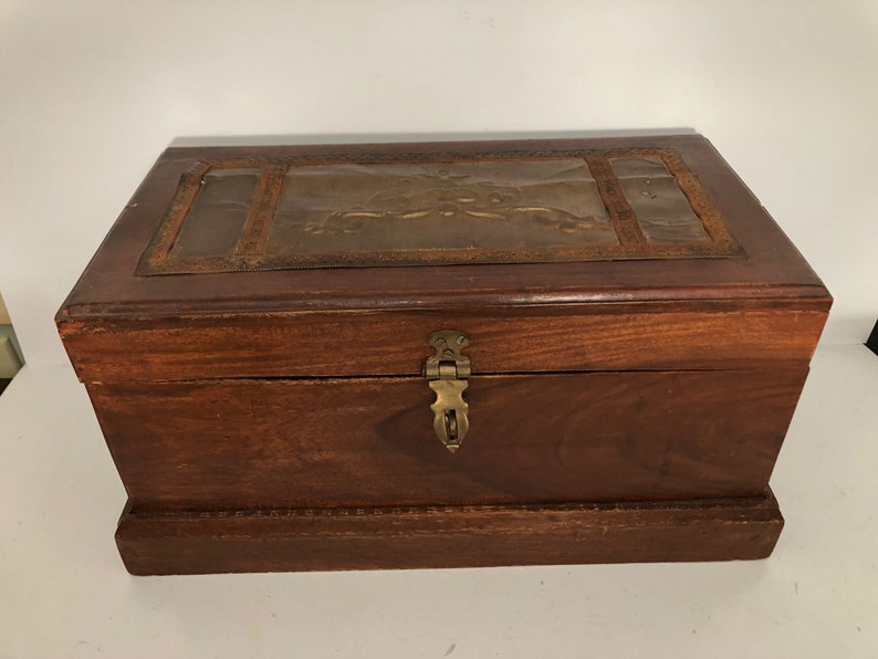 Vintage Wood Chest Trinket Box