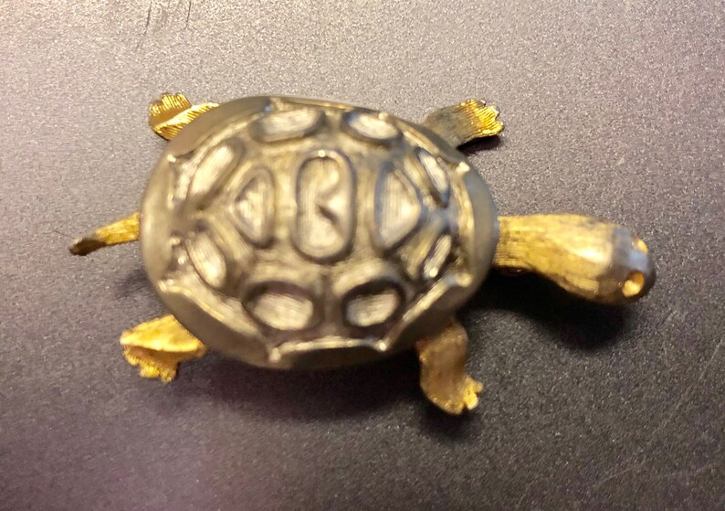 Vintage Gold and Silver Tones Turtle Brooch