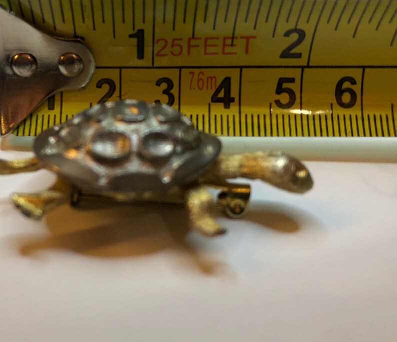Vintage Gold and Silver Tones Turtle Brooch