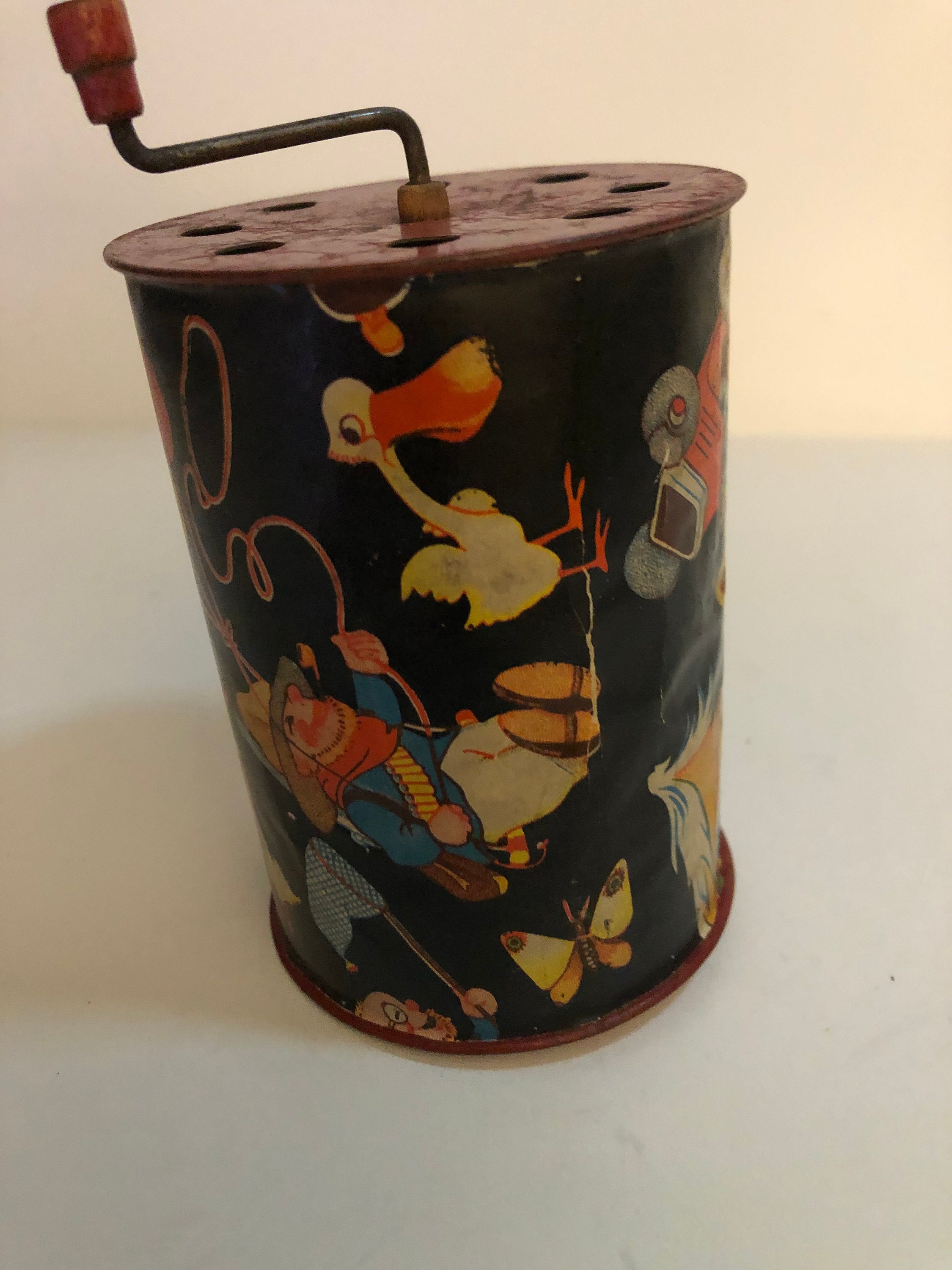 Vintage Hand Cranked Litho Tin Music Box Toy Etsy