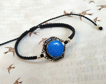 Armband mit Edelstein blau / Makramearmband / Makrameeschmuck