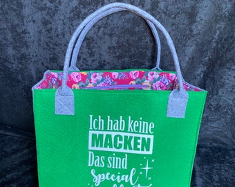 Filzshopper / Einkaufstasche / Shopper / grosse Tasche aus Filz mit tollem Spruch / Motiv