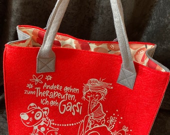 Filzshopper / grosse Tasche aus Filz mit tollem Spruch / Motiv / Shopper