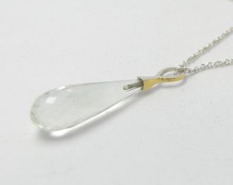 Prasiolite pendant in silver with gold