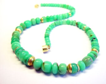 Chrysoprase necklace "A day in the rainforest"