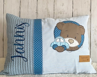 Namenskissen personalisiert zur Geburt als Geschenk zur Taufe bySanni Babygeschenk Baby Kissen