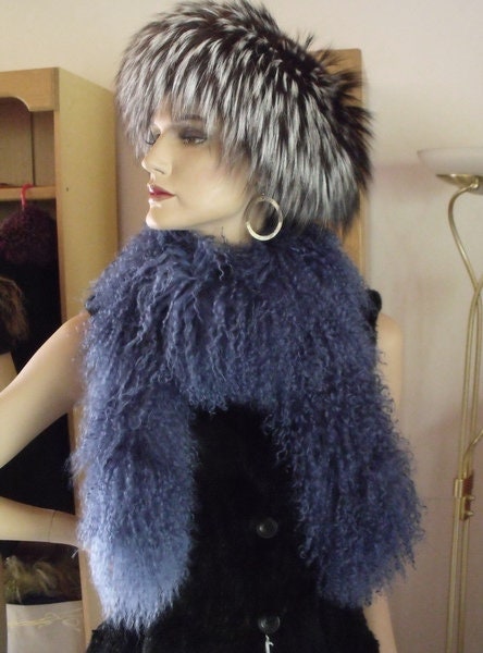 Longe En Laine Bicolore – Blanc Et Bleu – Artisanat De Mongolie – Neuve