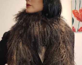 Fur scarf, shawl, boa, stole made from Tibetan lamb scarf...