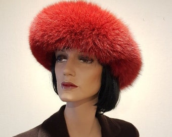 Headband, collar, choker made of red fox fur, for fox