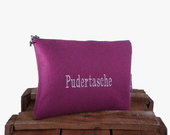 Cosmetic purse made of pure wool felt