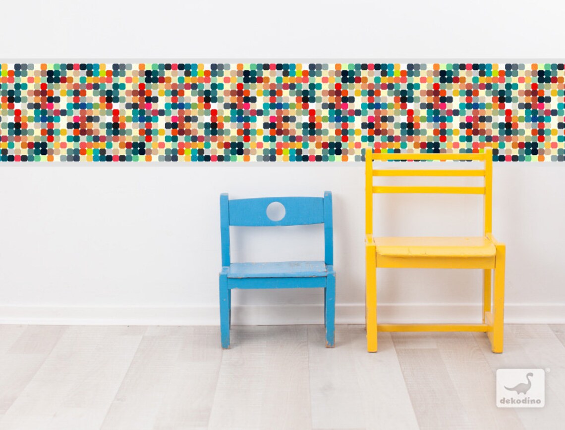 Border nursery dots colorful baby room border nursery Etsy