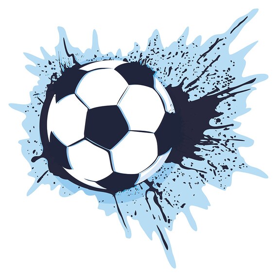 Wandtattoo Kinderzimmer Fussball Farbkleckse Blau Wandsticker Etsy