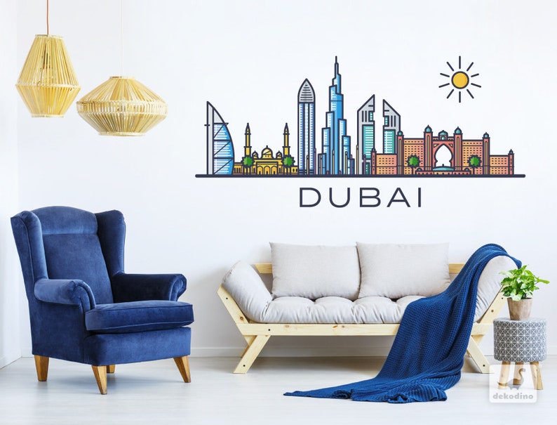 Wall Sticker Skyline Dubai Wall Sticker Dubai Wall Sticker Etsy
